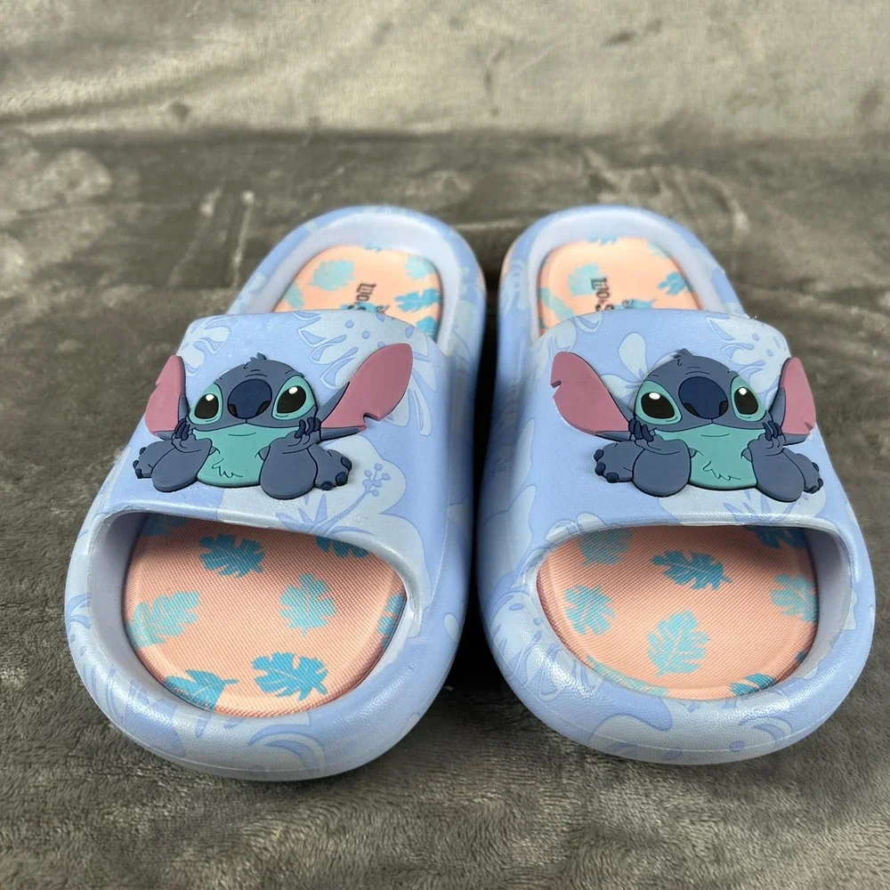 Disney Lilo & Stitch Ground Up Blue Ohana Slide Sandals Womens Size 9